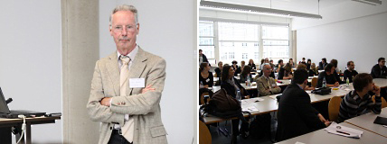 Links: Prof. Merkens, rechts: Teilnehmer des Symposiums