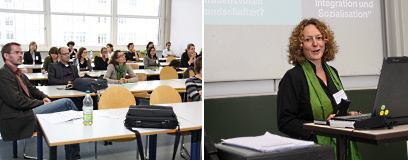 Links: Teilnehmer des Symposiums. Rechts: Annegret Schmalfeld.