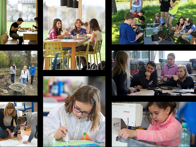Foto-Collage mit verschiedenen Schulaktivitäten