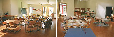Bilder von zwei Klassenzimmern