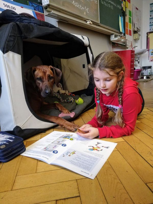 Schülerin mit Hund