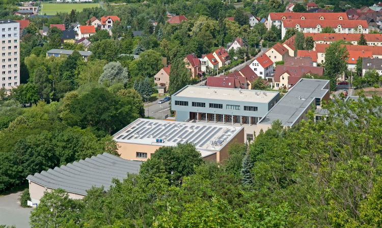 Luftbild des Schulgebäudes
