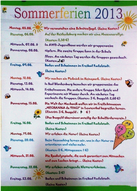 Sommerferienplan